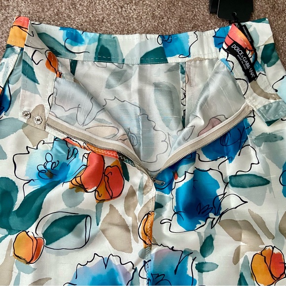 DOLCE & GABBANA Silk Knee Length Floral Skirt Size 42 - Picture 5 of 14